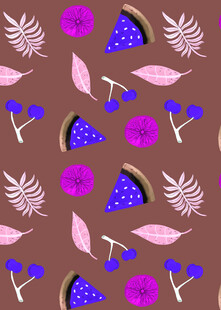 紫色花卉水果图案背景