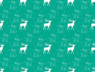 绿色底白色麋鹿图案背景