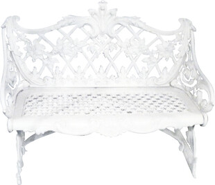 白色铁艺雕花长椅