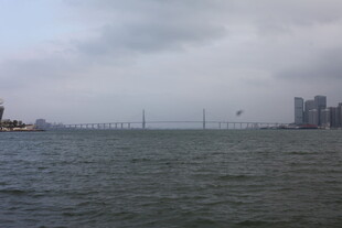 海上大桥与城市天际线