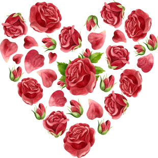 心形红玫瑰图案
