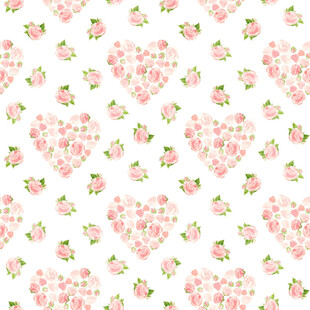 粉色玫瑰心形图案背景
