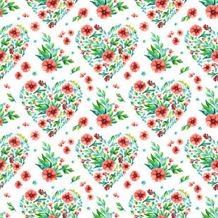 心形花卉图案背景