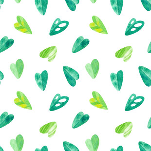 清新绿叶水彩无缝图案