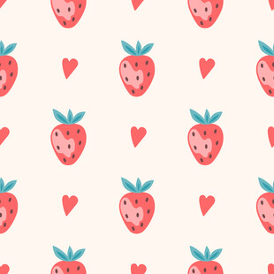 草莓爱心图案背景
