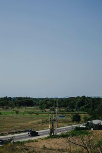 乡村公路旁的开阔田野景色