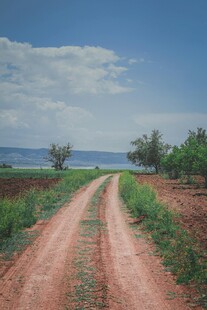 乡间土路通向远方风景