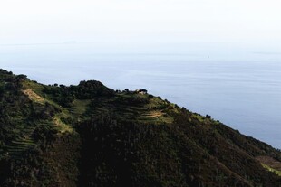 山巅远眺蔚蓝大海