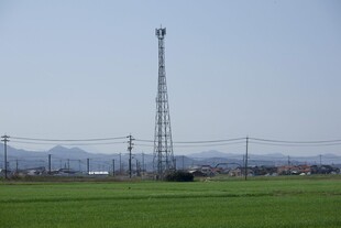 田野中的高耸通信铁塔