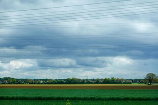 田园风光中的电线与天空