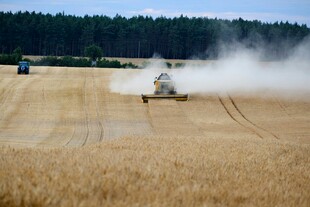 麦田里的农业机械作业场景