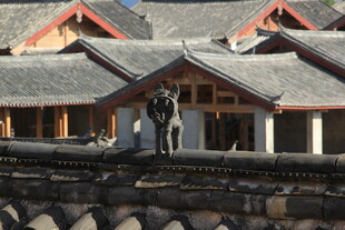 屋顶上的两人身影