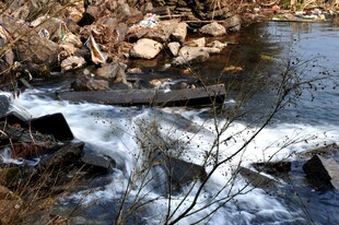婺源山间溪流潺潺流淌