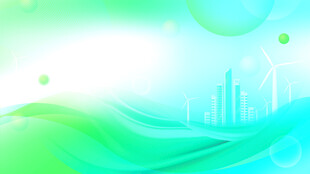 清新渐变绿蓝城市风景图