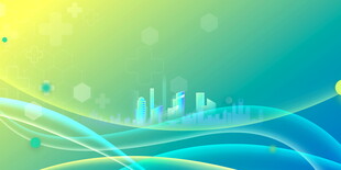 梦幻城市与流动线条背景