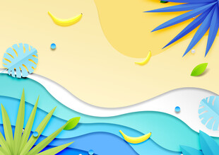 夏日海洋植物清新插画