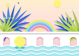 梦幻彩虹桥旁的夏日风景