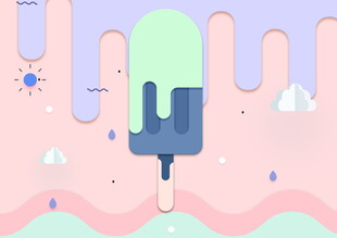 融化的冰淇淋插画