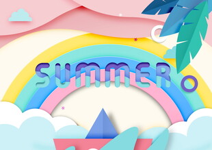 夏日彩虹梦幻场景