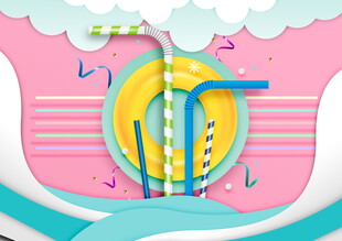 梦幻卡通风格的多彩场景