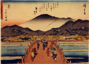 江户时代桥景山水图