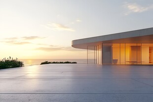 海边现代建筑的黄昏美景