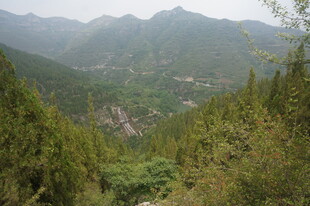 山峦葱郁的秀丽山间景色