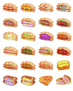 多样美味三明治与糕点展示