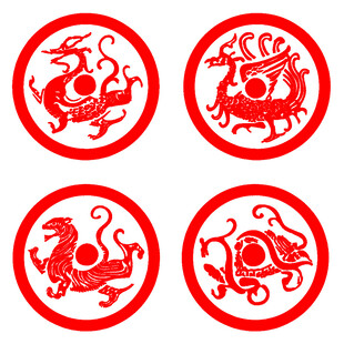 圆形龙纹剪纸图案