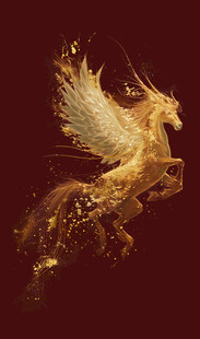 金色飞马飞翼神兽腾空而起
