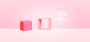 粉色渐变立方体展示