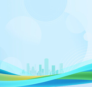 城市天际线与多彩曲线背景