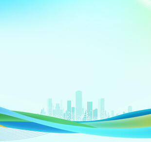 城市天际线与渐变线条背景