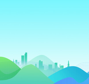 城市与山峦的清新风景