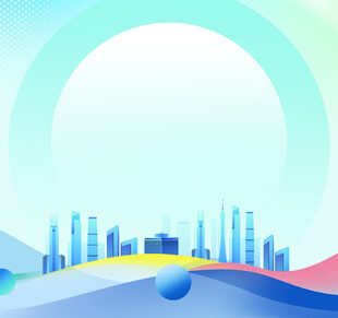 城市天际线与多彩背景
