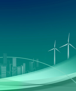 城市旁的绿色风电景观