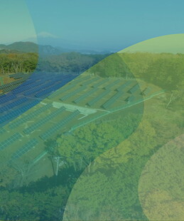 俯瞰绿色农田与山水景观