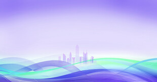 梦幻蓝紫色城市波浪背景图