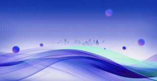 梦幻蓝紫渐变波浪背景图