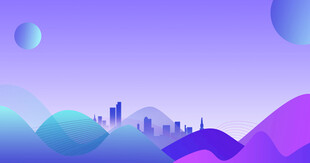 梦幻紫色城市天际线景观背景