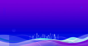 梦幻紫色渐变城市波浪背景