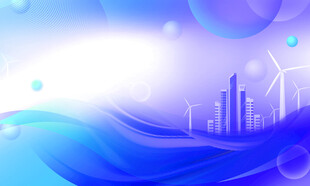 蓝色科技风城市景观图