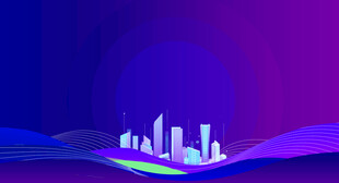 梦幻都市夜景插画