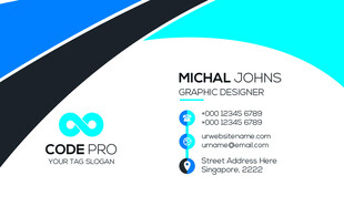 高档简约蓝色系名片模板