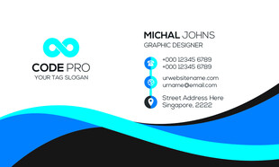 高档简约蓝色系名片模板