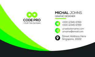 绿色科技风商务名片模板