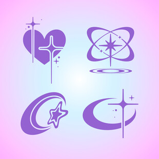 梦幻紫色星座元素图标