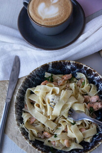 意面配咖啡的惬意时光