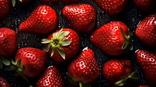 新鲜诱人的草莓特写