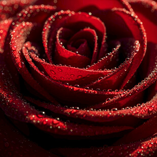 娇艳红玫瑰带晶莹露珠